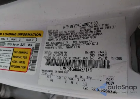 2017 Lincoln Mkz Reserve из США, поврежденный, VIN 3LN6L5EC6HR627178